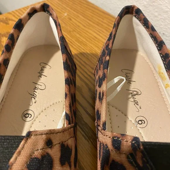 Charlie Paige Leopard Print Canvas Ballet Shoes - Picture 8 of 11